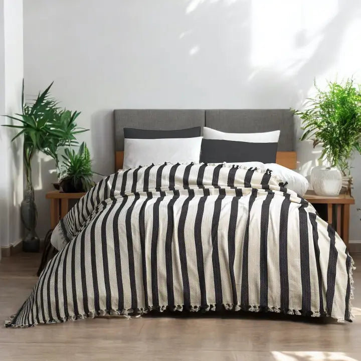 Cotton Bedspread Tassel Fringes Light Blanket Cover Summer