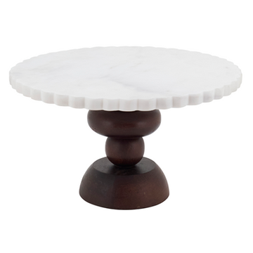 Scalloped Border Marble Cake Stand